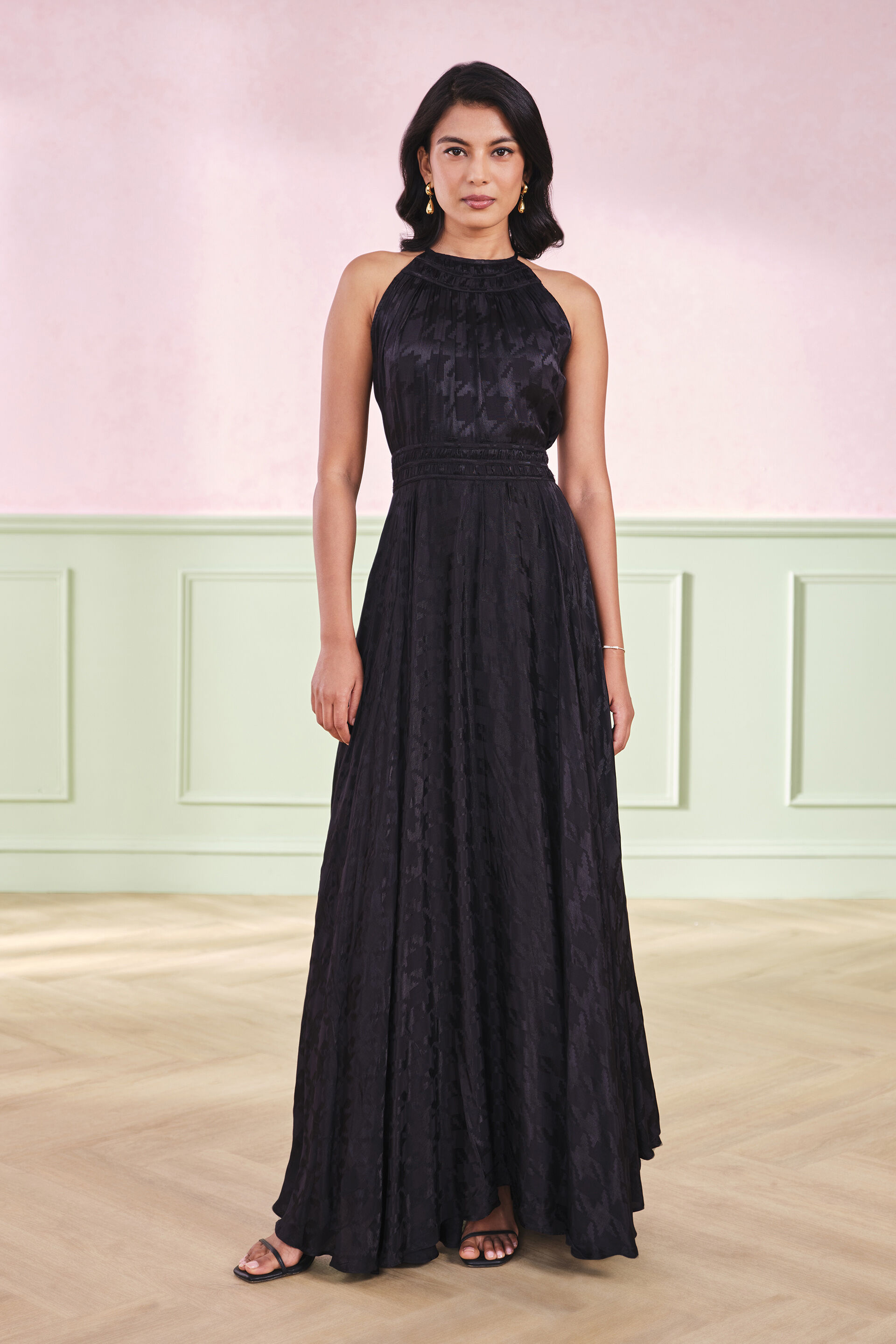 Starlight Swirl Black Viscose Maxi Dress, Black, image 1